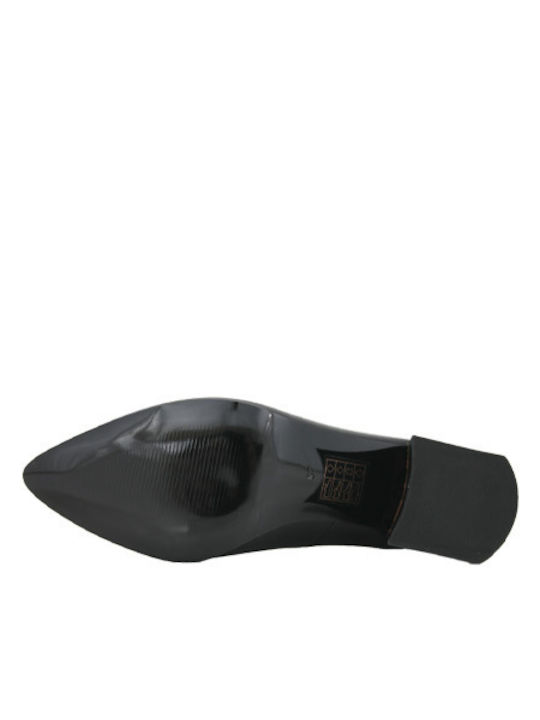 Leder Pumps mit Mittelhohem Absatz Schwarz