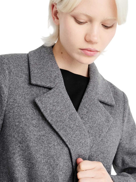 Γυναικείο Παλτό Medium Grey Mel Grey με Ζώνη