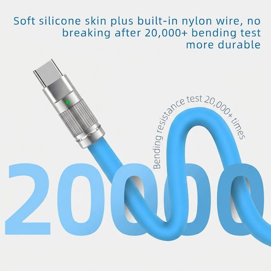 Leewello USB 2.0 Cable USB-C male - USB-A 100W Μπλε 1.2m