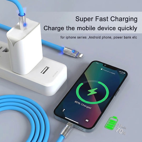 Leewello USB 2.0 Cable USB-C male - USB-A 100W Μπλε 1.2m