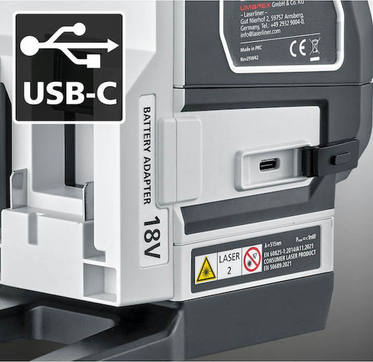 Laserliner Pro PowerLine-Laser G360P Rotary Laser Level with Green Beam 18V with Working Range 60m
