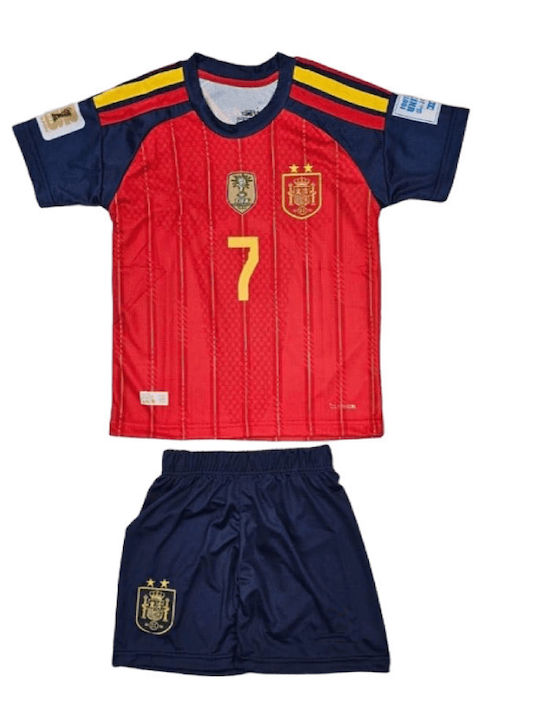 Детски Комплект Футбол Ferran Torres Национален Отбор на Испания World Cup 2026 Червен Balón De Oro Red Унисекс Детски Ab199