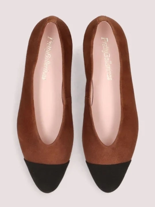 Super Mode Wildleder Damen Ballerinas Spitz zulaufend Braun