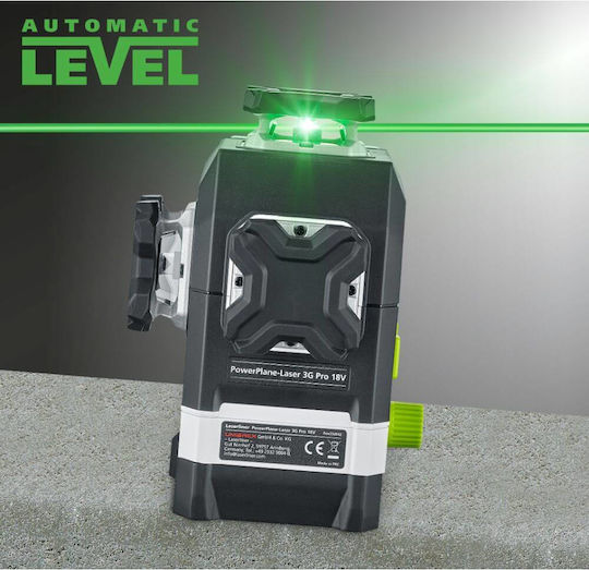 Laserliner Pro PowerPlane-Laser 3G Rotary Laser Level with Green Beam 18V with Working Range 60m