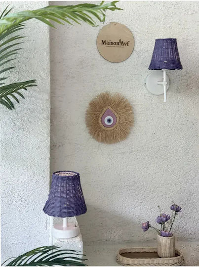 SteweHome Table Lamp with Purple Shade and White Base