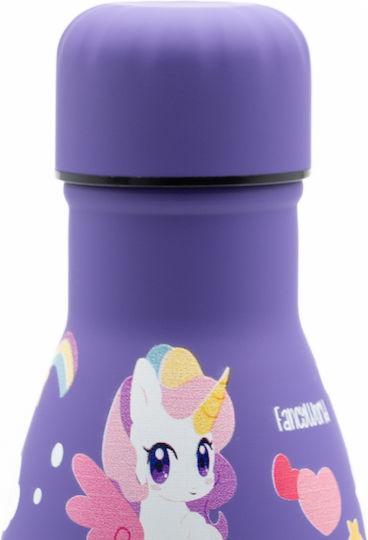 Sidirela Termos pentru copii din oțel inoxidabil cu unicorni cu capac cu filet Non Spill SS Happy 500ml