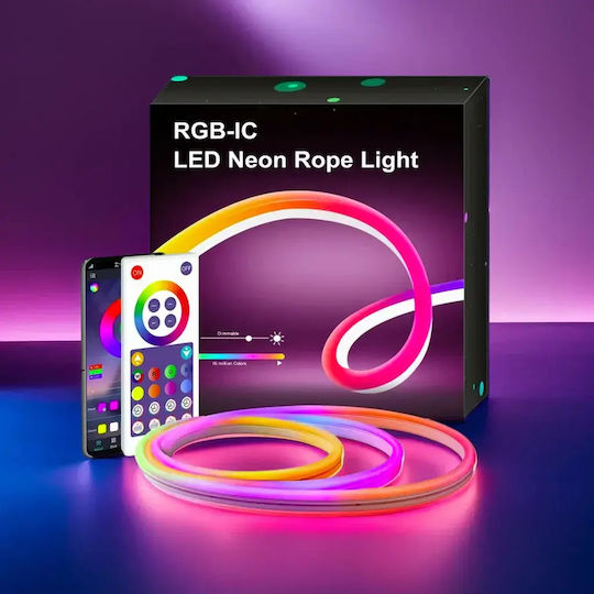 Rixme Waterproof USB 5V RGB LED Strip Light 10m Neon Flex with Power Supply & Remote Control