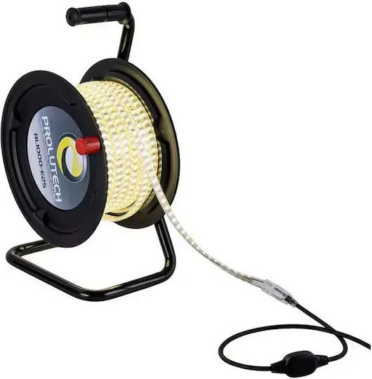 Prolutech Bandă LED Impermeabilă 220V Lumină Alb Natural 25m Tip SMD2835 cu Sursă de Alimentare