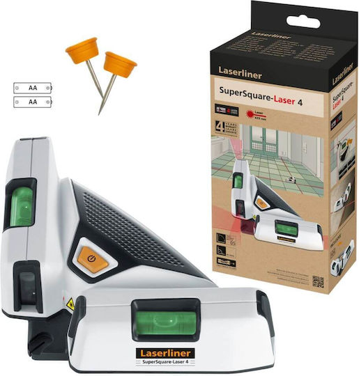 Laserliner SuperSquare-Laser 4 Line Laser Level Red Beam 1.5V with Working Range 15m