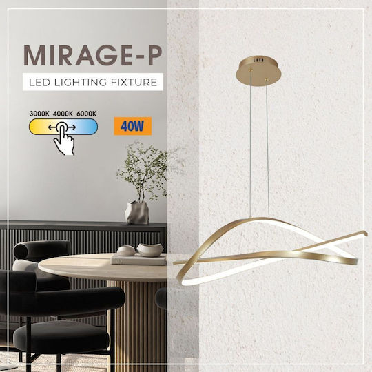 Vivalux Gold LED Pendant Light with Adjustable White Light 62x31x120cm