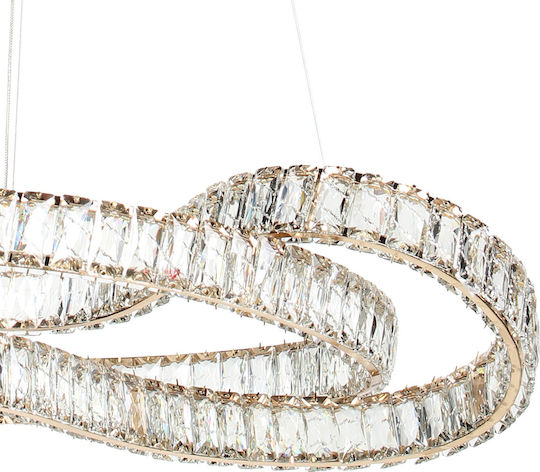 Keskor Κρεμαστό Φωτιστικό Χρυσό LED με Κρύσταλλα 60x45x18εκ.