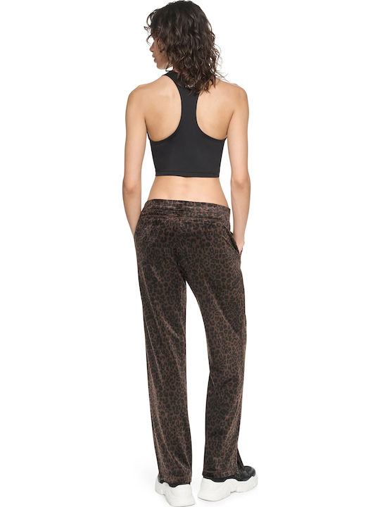Damen Samt Hose in Gerade Bein Stil Leopard