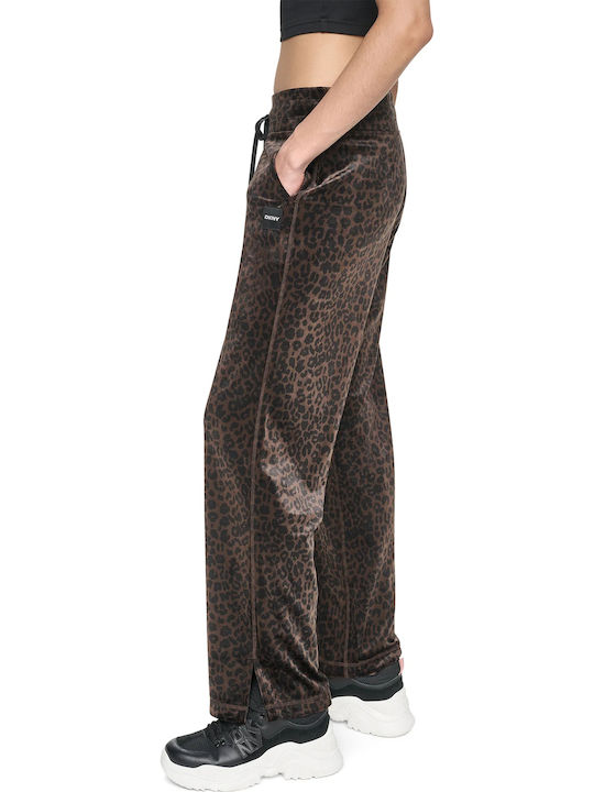 Damen Samt Hose in Gerade Bein Stil Leopard