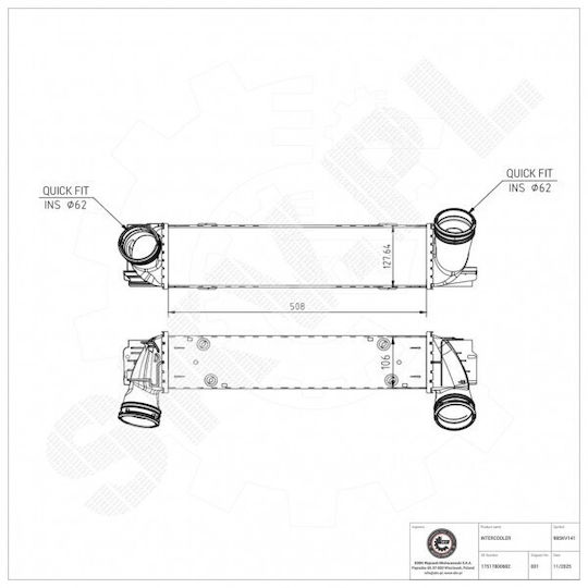 Ψυγείο Αέρα Υπερπλήρωσης Bmw 3 E90 E92 E91 X1 E84 17517800682