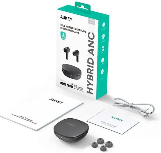 Aukey EP-B2 Earbud Bluetooth Handsfree Ακουστικά με Θήκη Φόρτισης Μαύρα