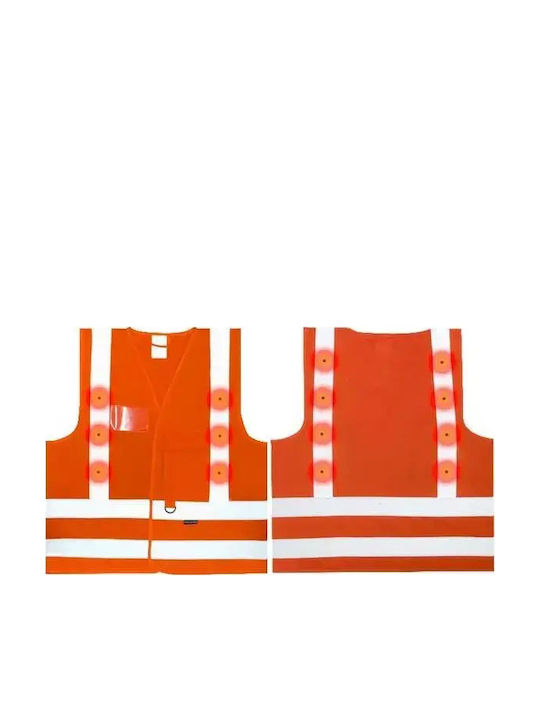 Prolutech Men's Work Vest with Reflective Tapes Orange