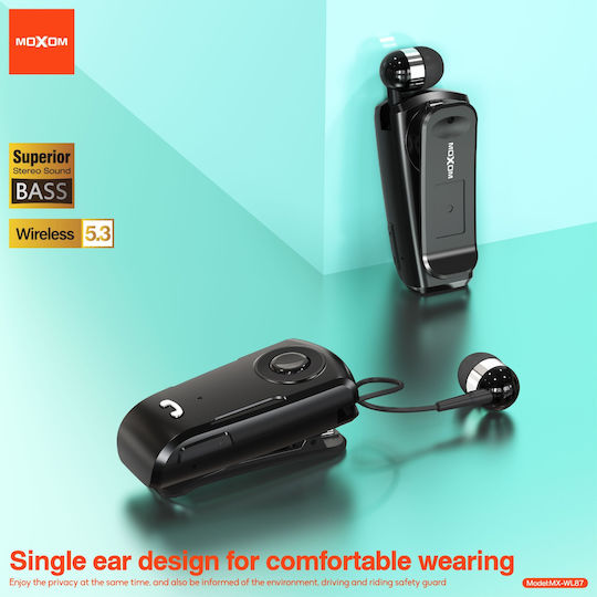 Moxom MX-WL87 In-ear Bluetooth Handsfree Lapel Headset Black