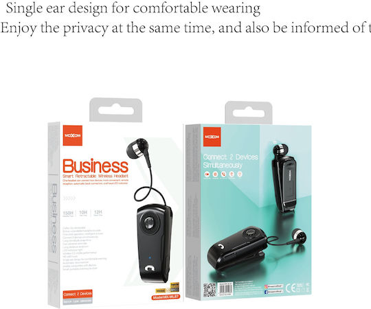Moxom MX-WL87 In-ear Bluetooth Handsfree Lapel Headset Black