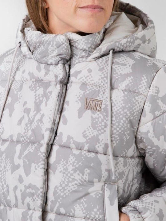 Crop Γυναικείο Puffer Μπουφάν για Χειμώνα Taupe Mist