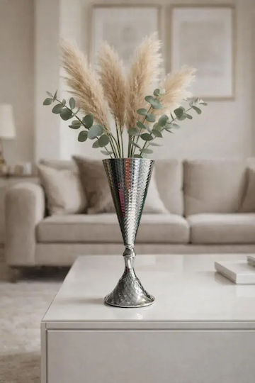 SteweHome Decorative Vase Metallic Silver Y28cm