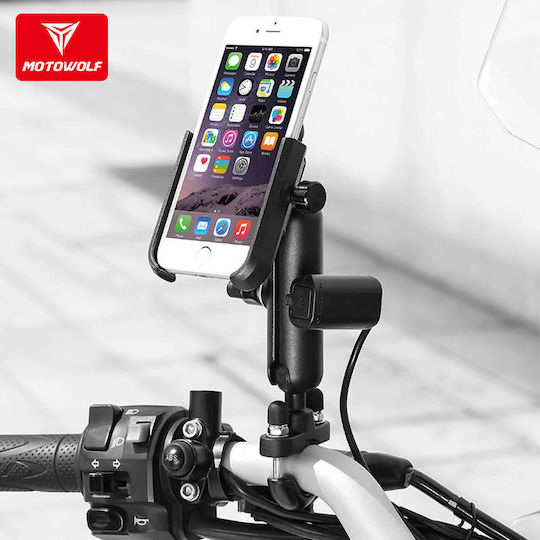 Motowolf Motorcycle Phone Mount with Adjustable Arm 3.5" for Handlebar