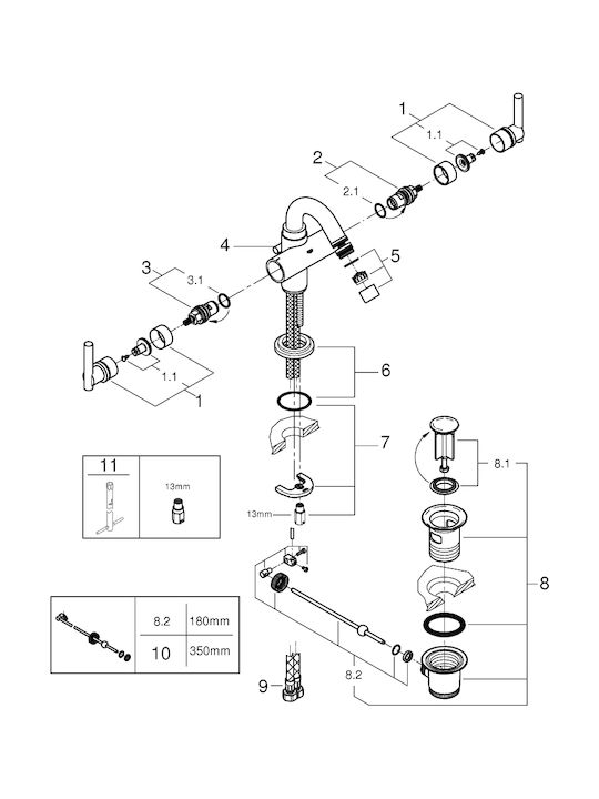 Grohe Atrio Миксер Батерия за умивалник Сребриста
