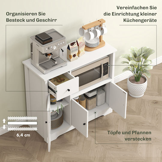 Floor Kitchen Dresser White 80x35x72.2cm