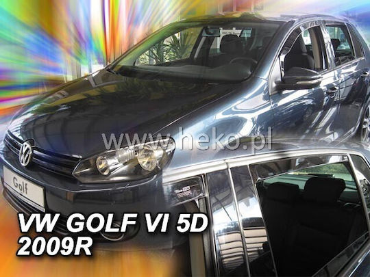 Heko Satz Windabweiser Vordere und Hintere Dark Fime für Volkswagen Golf 6 5D 2008 4Stück