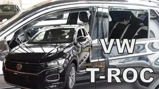 Heko Set of Windbreakers Front and Rear Car Dark Fime for Volkswagen T-Roc 4pcs