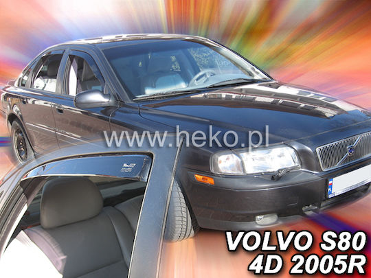 Heko Set of Windbreakers Front and Rear Car Dark Fime for Volvo S80 4pcs