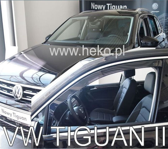 Heko Set of Windbreakers Front Car Dark Fime for Volkswagen Tiguan / Tiguan Allspace 2pcs