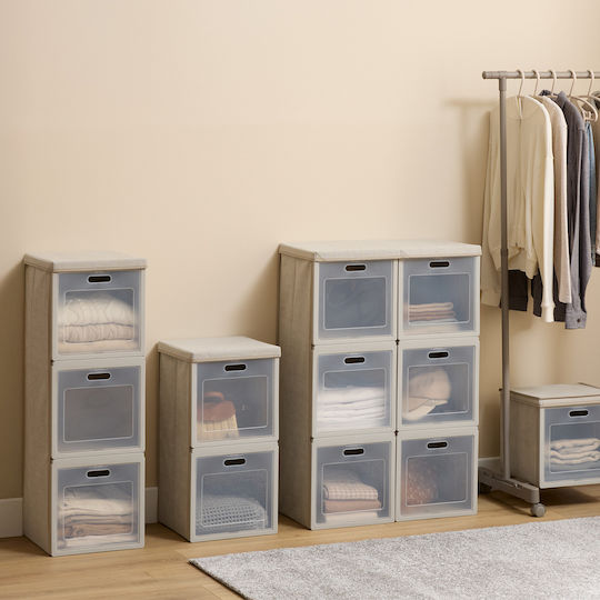 5Five Fabric Storage Box with Lid Grey 30.5x30.5x91cm
