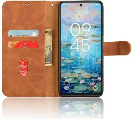 Brieftaschenhülle Ständer Lederoptik für TCL 50 Nxtpaper 5G Braun