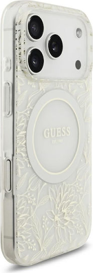 Guess Iml Flowers Allover Strap Задна Корица Пластмаса / Силикон Бяла iPhone 18 Pro