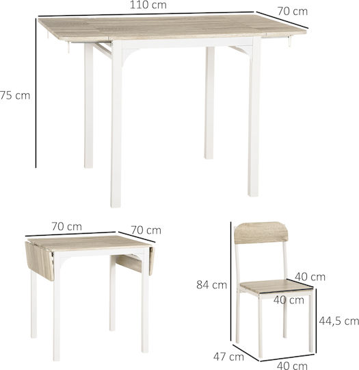 Kitchen Table with 1 Chair 110x70cm