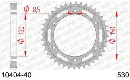Afam Steel Rear Sprocket 530 Chain Code 10404-40