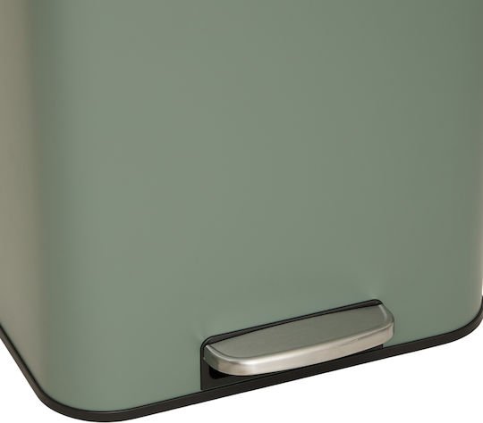 5Five Waste Bin Metallic with Pedal 30lt Green