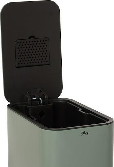 5Five Waste Bin Metallic with Pedal 30lt Green