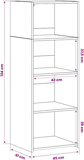 Highboard Hängeschrank fürs Wohnzimmer aus Spanplatte in Schwarz und Eiche 45x41x124 cm