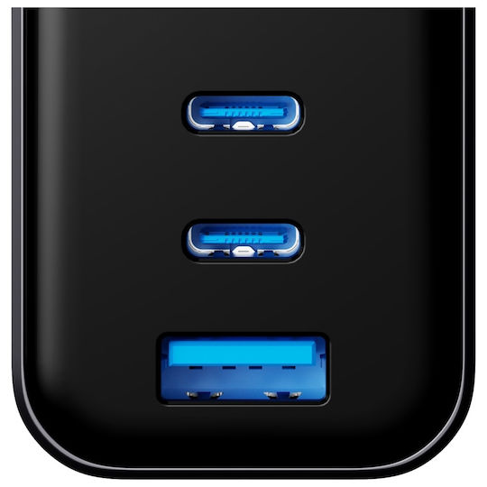 3MK Charger Without Cable with USB-A Port and 2 USB-C Ports 67W Power Delivery / Quick Charge 4+ Blacks (InCharge Lumin)