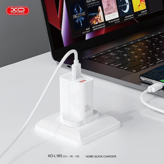 XO Wireless Charger with USB-A Port and USB-C Port 30W Power Delivery White (L163UK)