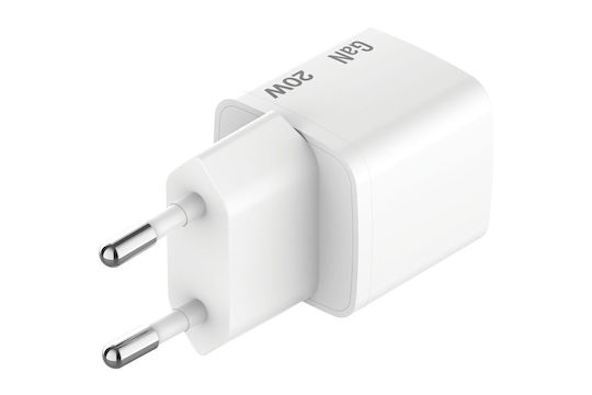Verbatim GaN Charger with USB-C Port and USB-C - USB-C Cable 20W Power Delivery White Mini