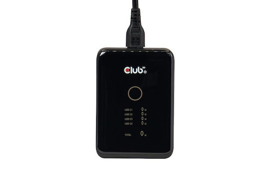 Club3D База за Зареждане GaN с 4 USB-C Изходни Порта 240W Power Delivery в Черен Цвят (CAC-1933)
