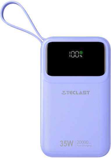 Teclast Q20 Pro Външна Батерия 20000mAh 35W с USB-A Порт и USB-C Порт Power Delivery Лилава