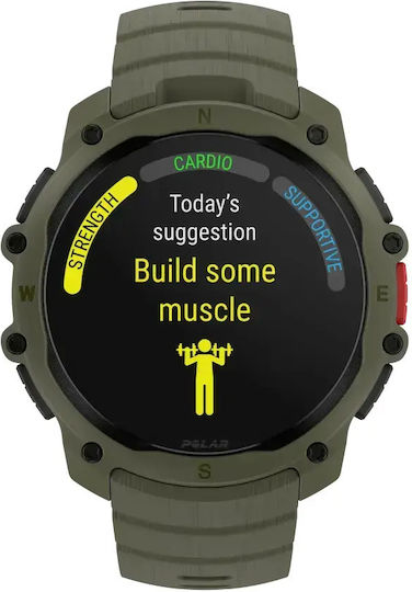 Polar Street X 45mm Wasserdichte Smartwatch mit Herzfrequenzmesser (Waldgrün)