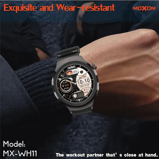 Moxom MX-WH11 Smartwatch με Παλμογράφο (Μαύρο)