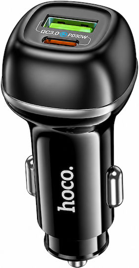 Hoco Z58a Handy-Autoladegerät 18W Schnellladen mit Anschlüssen 1xUSB-A 1xType-C Schwarz Farbe