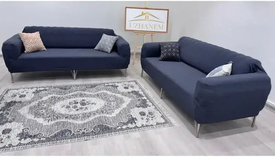 SteweHome Elastisches Abdeckung für Dreisitziges Sofa Blau 195x230cm