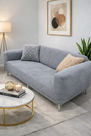 SteweHome Elastisches Abdeckung für Dreisitziges Sofa Blau 195x230cm