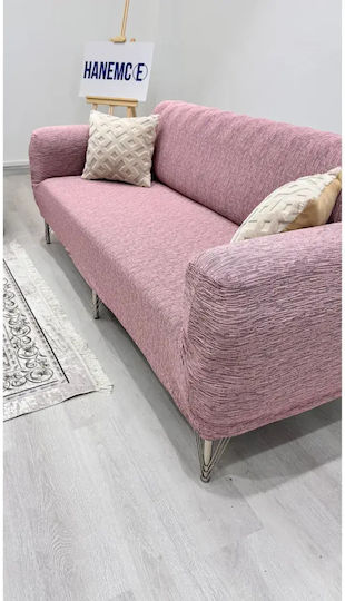 SteweHome Husă Elastică Canapea Cu Trei Locuri Roz 180x237cm